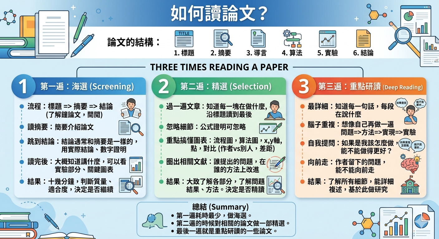三遍讀論文法:先粗後細