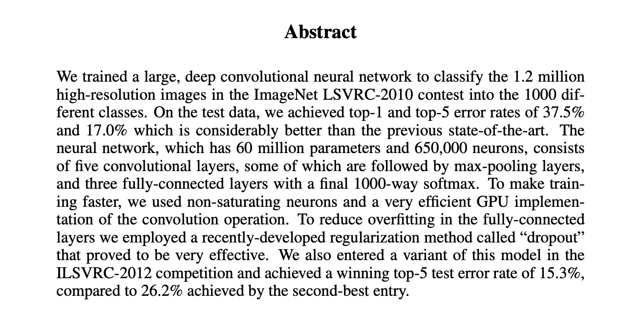 摘要直接給出 top-1 / top-5 錯誤率
