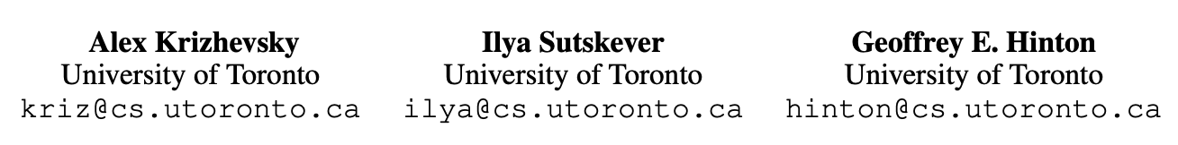 作者列：Krizhevsky、Sutskever、Hinton