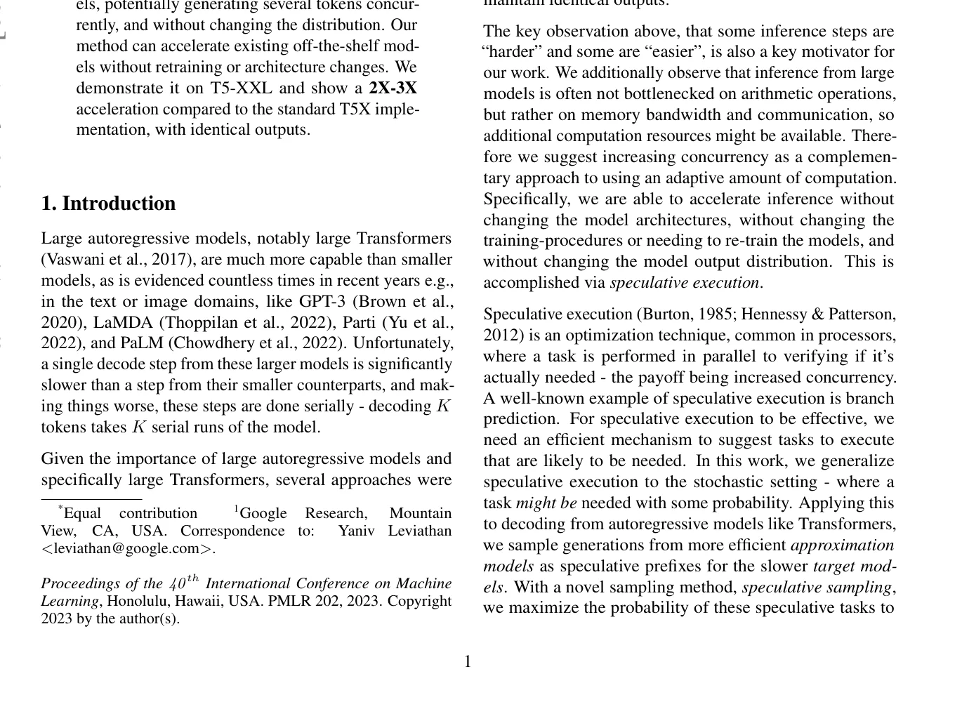 Speculative Decoding Figure 1: unconditional language-model generation with green drafts accepted by M_p.
