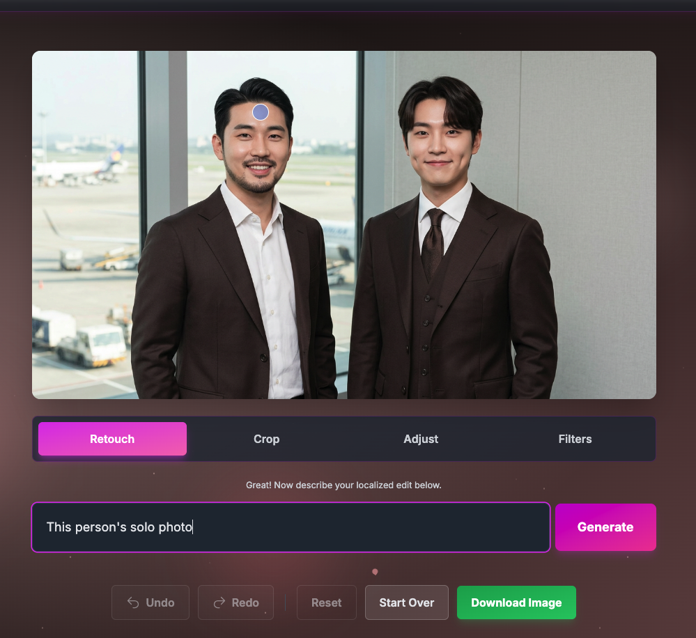 在編輯器中輸入修圖指令