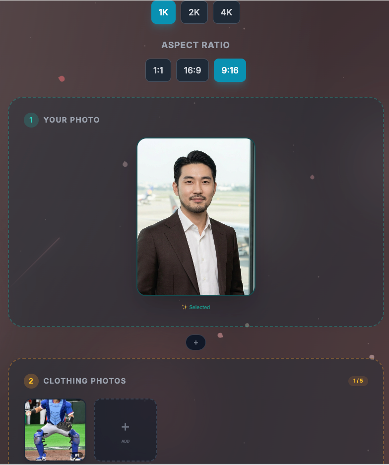 上傳人物照與多件服裝