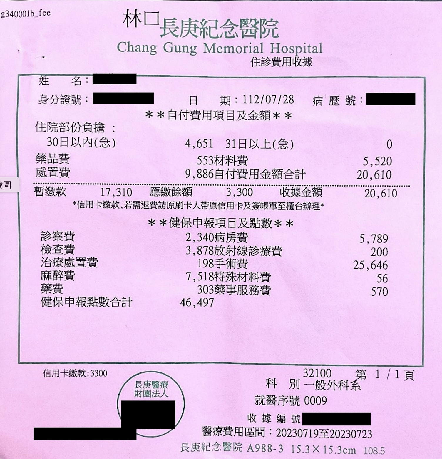 長庚收據辨識範例